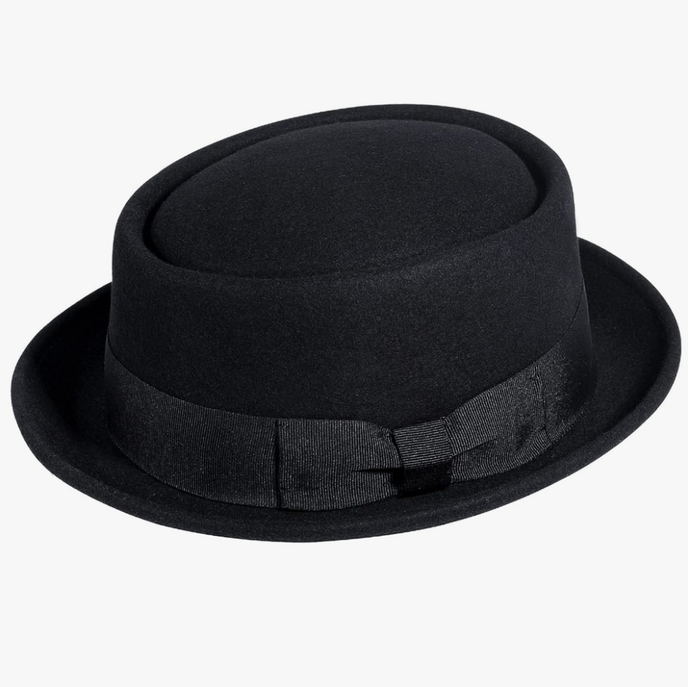 Pork Pie 100% Wool Black Hat Medium